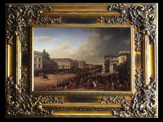 framed  Franz Kruger Parade on Opernplatz in 1822, Ta014